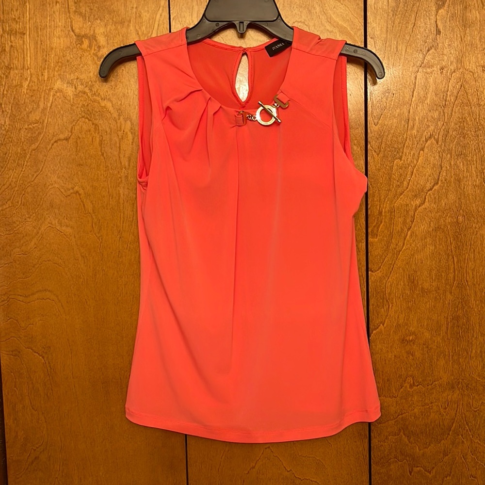Ivanka Trump Coral/Peach Sleeveless Blouse w/ Gold Details GUC